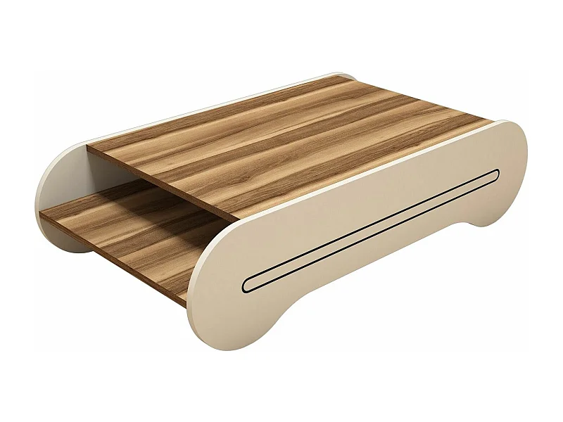 Mesa de Centro Elegante em Nogueira e Creme - Design Sofisticado e Funcional