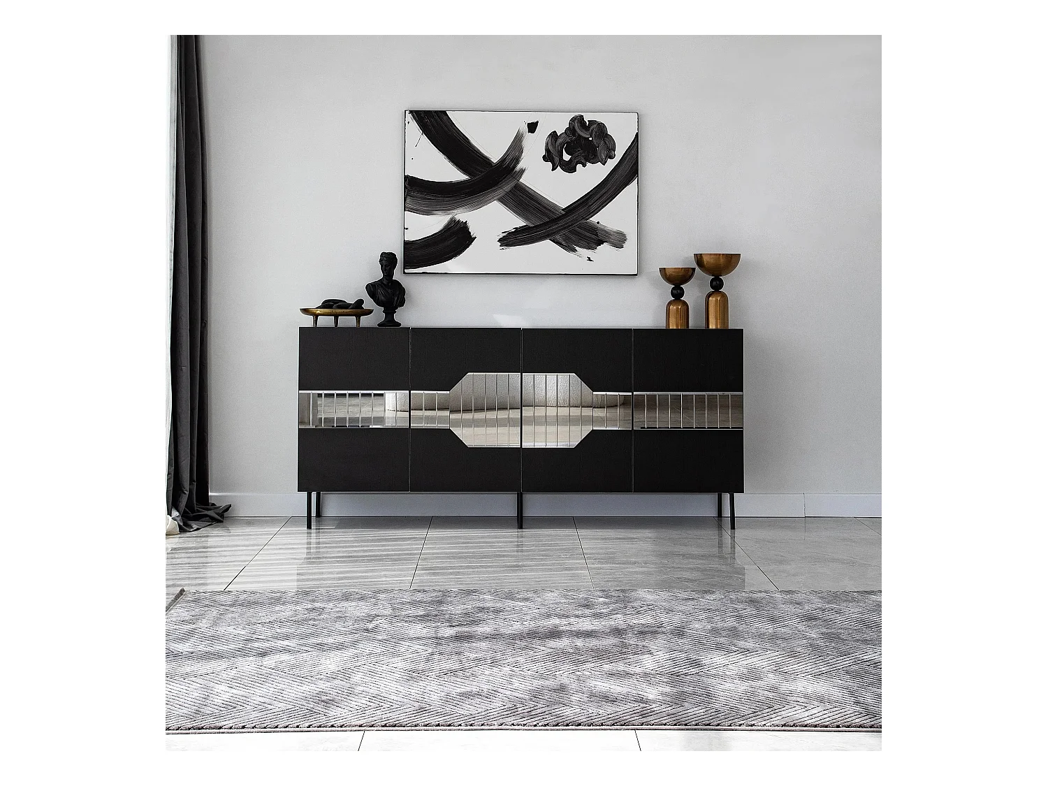 Aparador Milan Negro Humo 180x40x80 cm