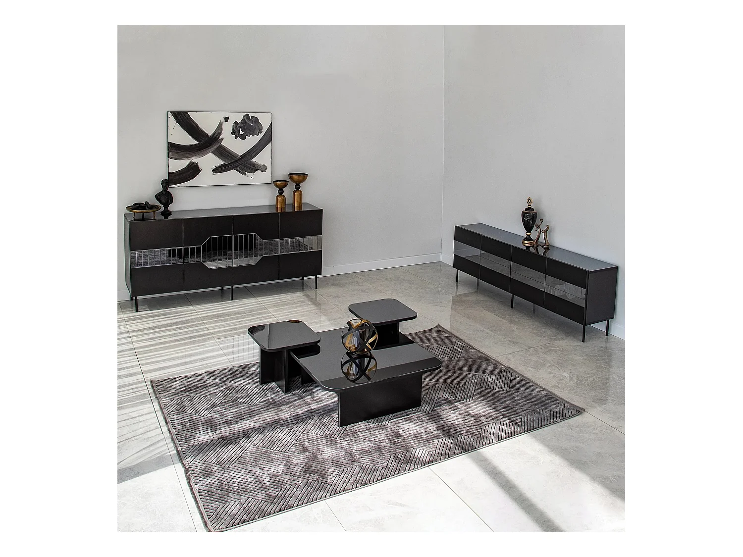 Aparador Milan Negro Humo 180x40x80 cm