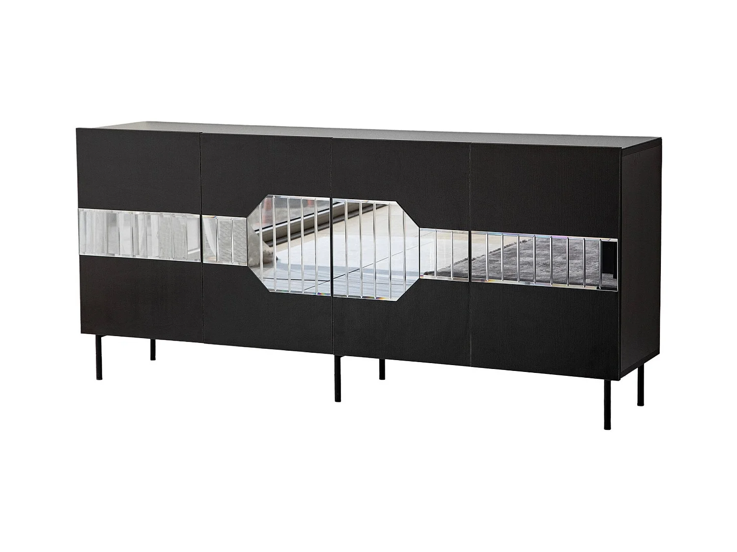 Aparador Milan Negro Humo 180x40x80 cm