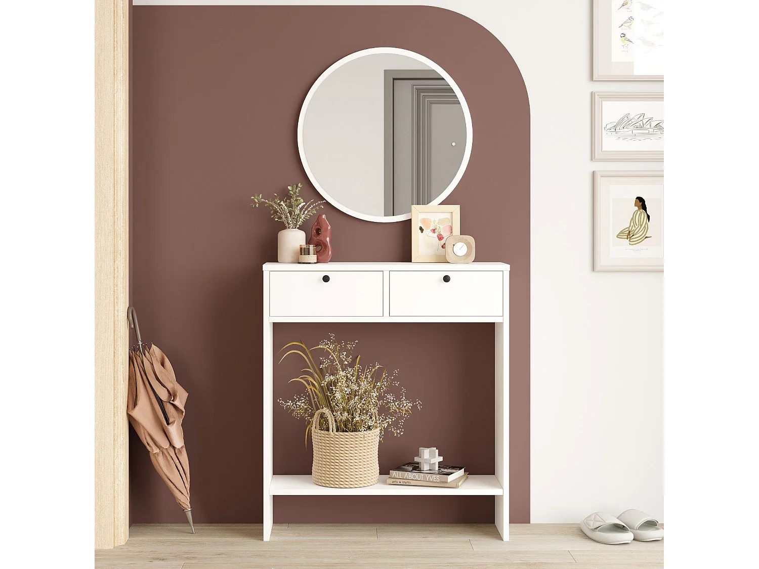 Ensemble console avec miroir Iota Blanc