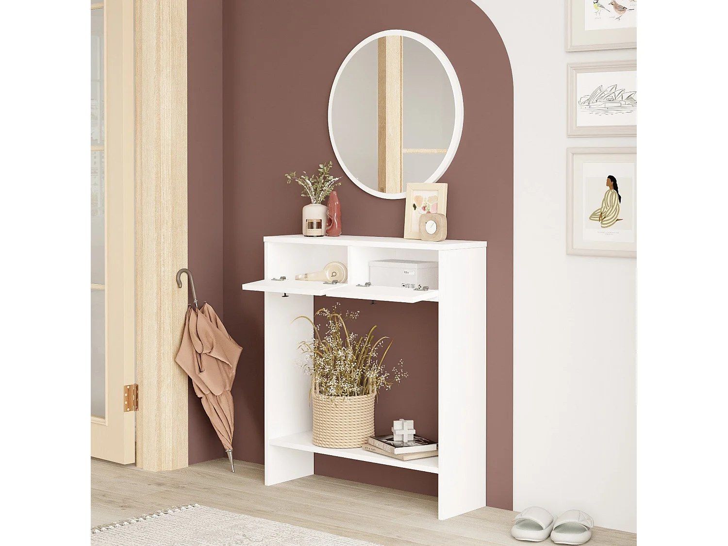 Ensemble console avec miroir Iota Blanc