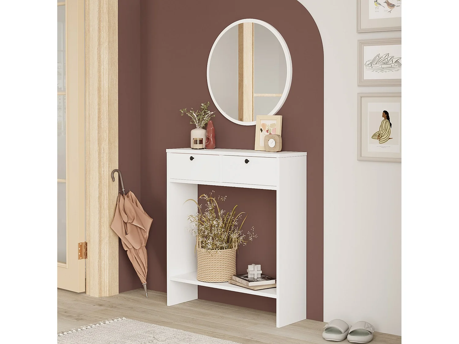 Ensemble console avec miroir Iota Blanc