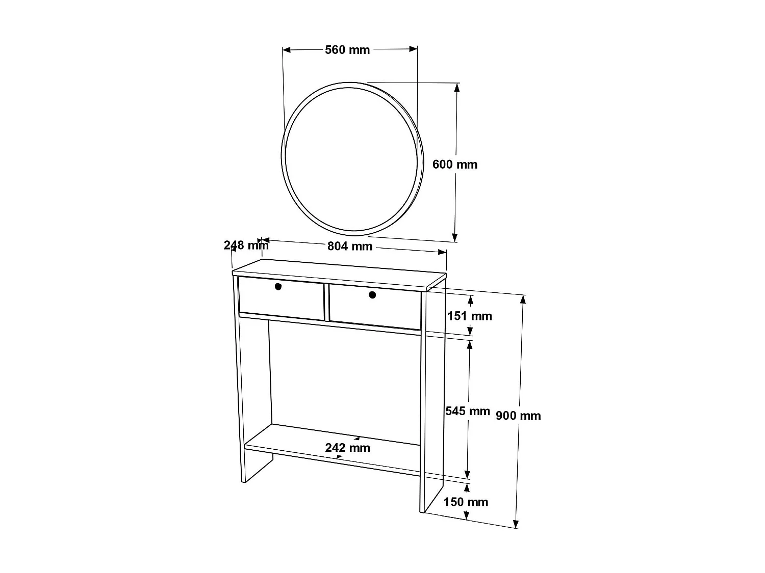 Ensemble console avec miroir Iota Blanc