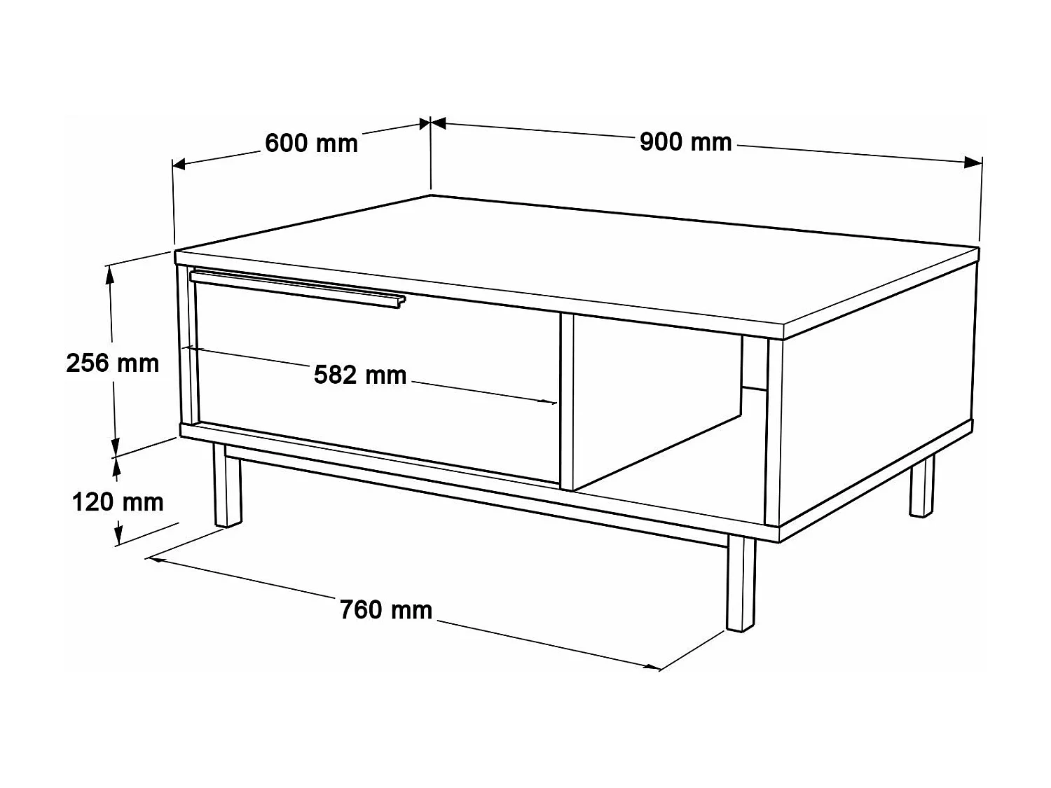 Tavolino da caffè Kailua AE101, Noce, 38x60x90cm, Truciolare laminato, Angolare
