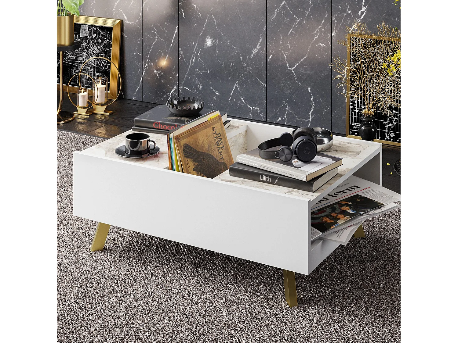 Mesa de Centro Moderna Frida - Elegância em Branco