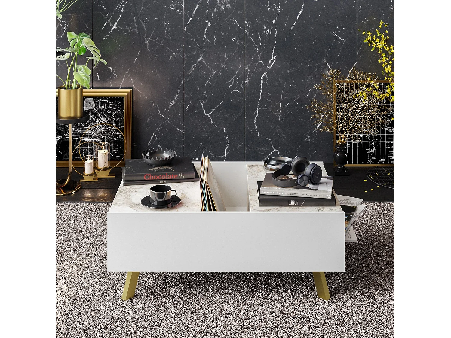 Mesa de Centro Moderna Frida - Elegância em Branco