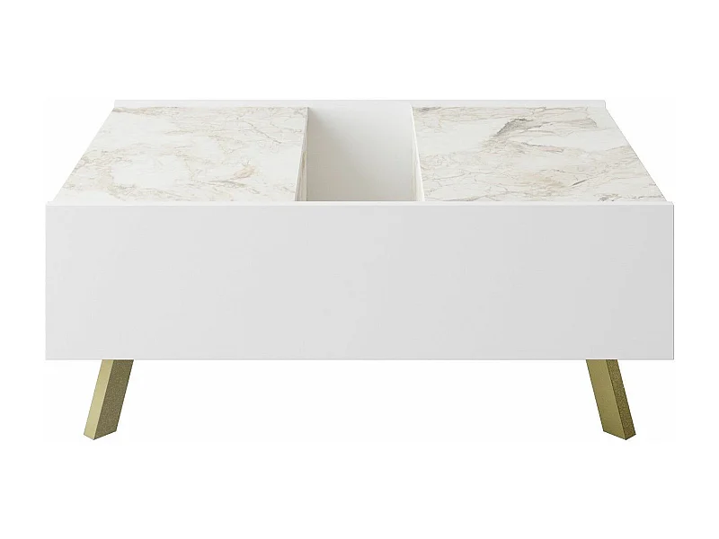 Table basse multi rangement Sophisticari Effet Marbre Blanc