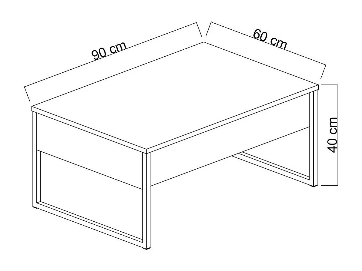 Mesa de Centro Elegante 'Madrid' em Nogueira e Prata - 90x60x40cm