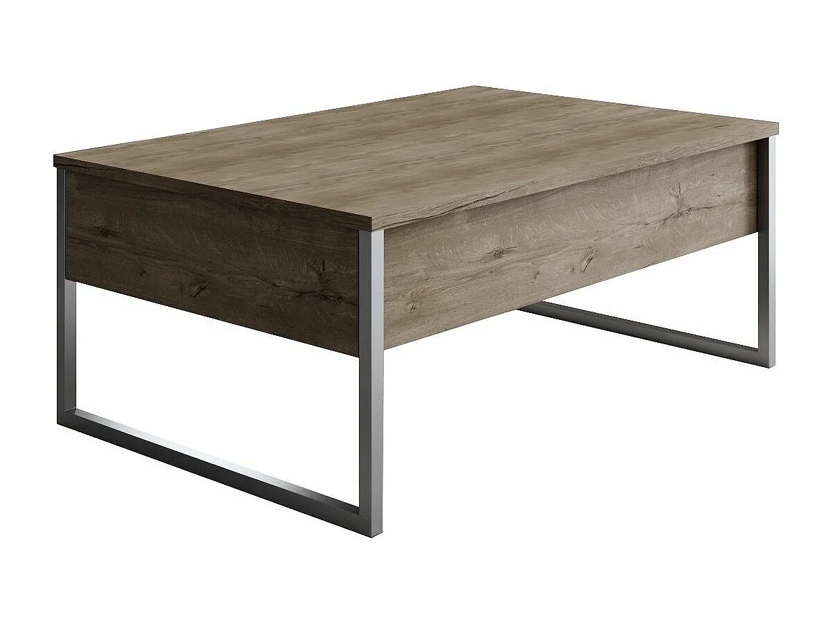 Table basse Sibylle L90xH40cm Bois foncé et Métal Argent