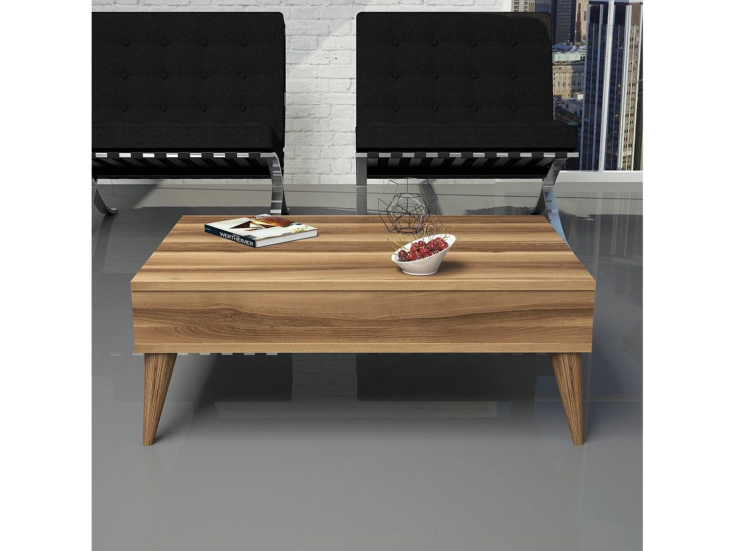 Mesa de Centro Elegante em Nogueira - Design Moderno e Sofisticado