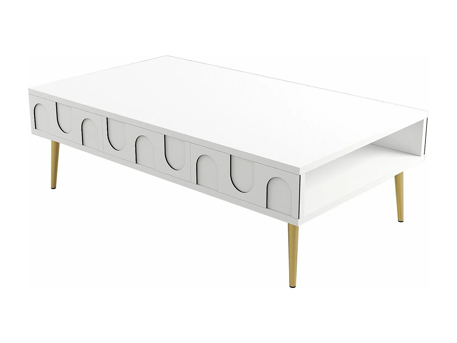 Mesa de Centro Lyon 33 - Elegante Branco e Dourado para sua Sala de Estar