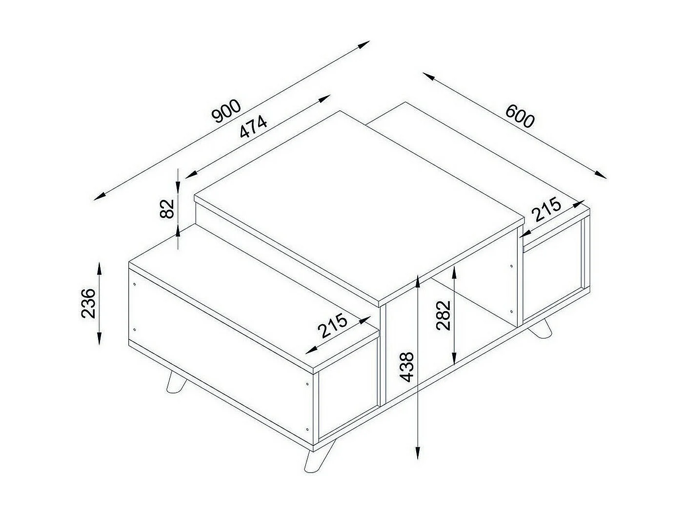 Mesa de Centro Escandinava Eriberto em Branco e Nogueira - Elegância e Funcionalidade