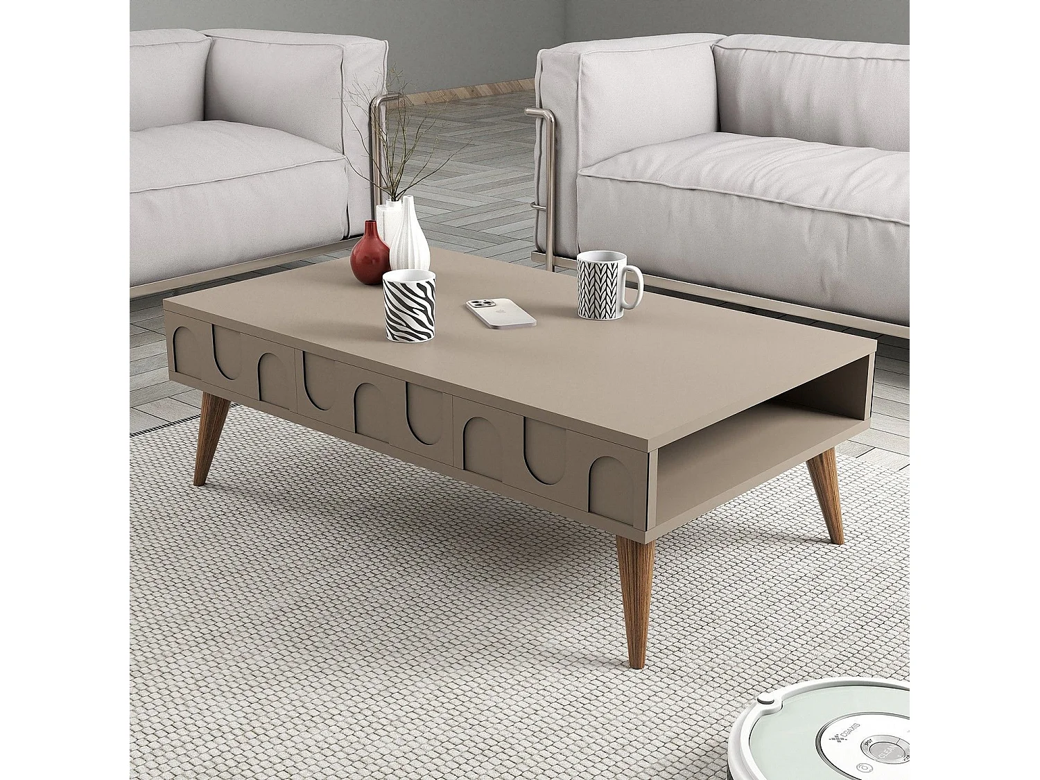 Mesa de Centro Elegante Lyon 34 - Atlas e Nogueira para Sala de Estar