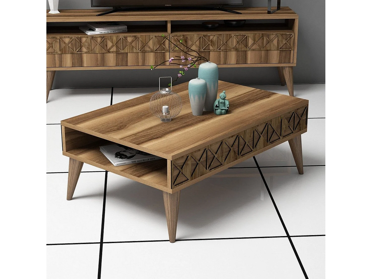 Mesa de Centro em Nogueira - Estilo e Funcionalidade para Sua Sala de Estar