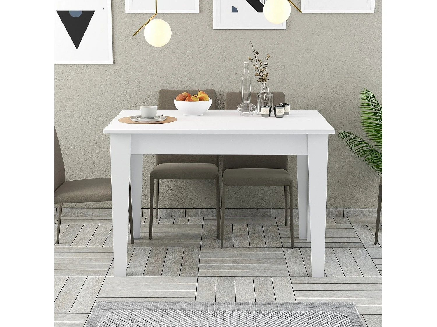 Mesa Kailua 1436, Blanco, 75x72x110cm, Aglomerado laminado, MDF