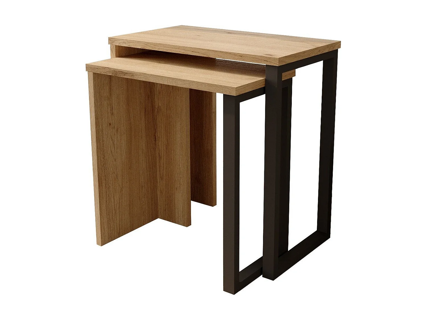 Conjunto de Mesas de Encaixe Elegantes em Nogueira e Carvalho