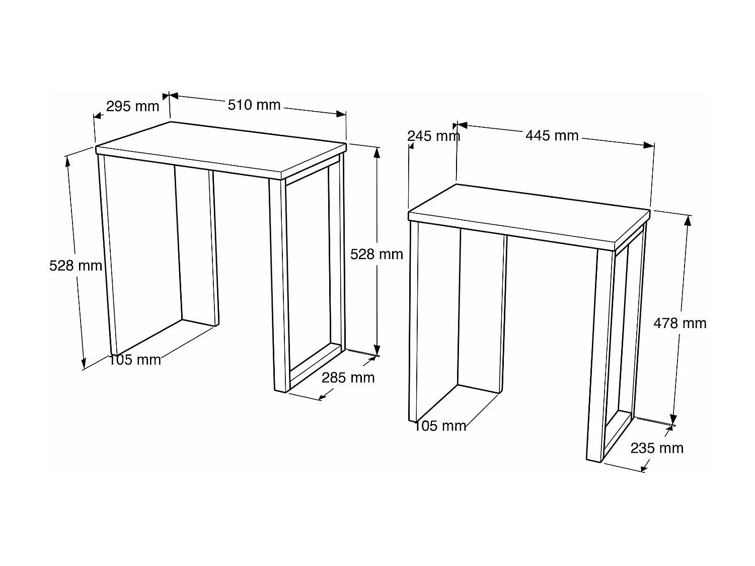 Conjunto de Mesas de Encaixe Elegantes em Nogueira e Carvalho
