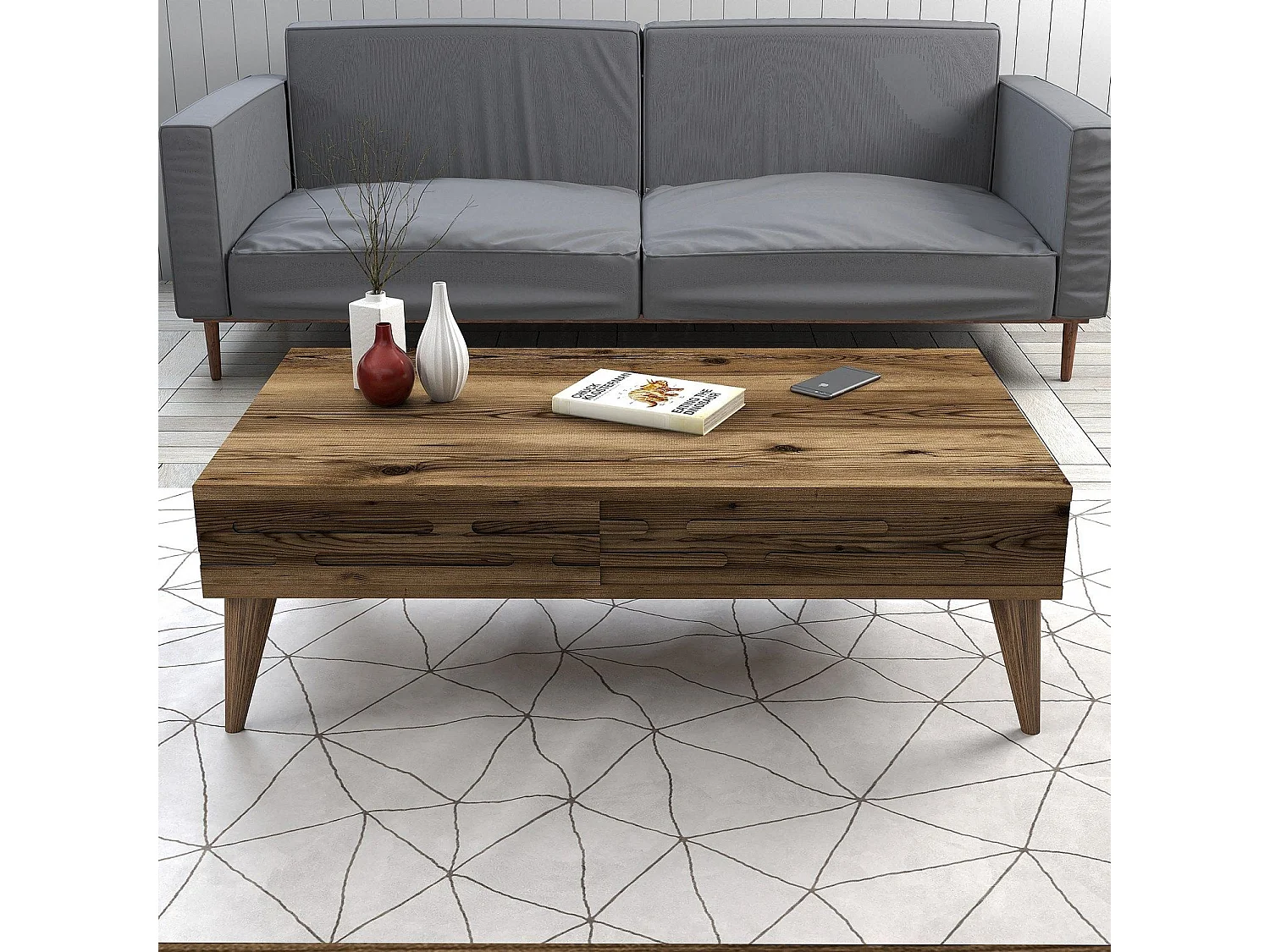 Mesa de Centro Elegante Valensiya em Nogueira - Sofisticação e Durabilidade