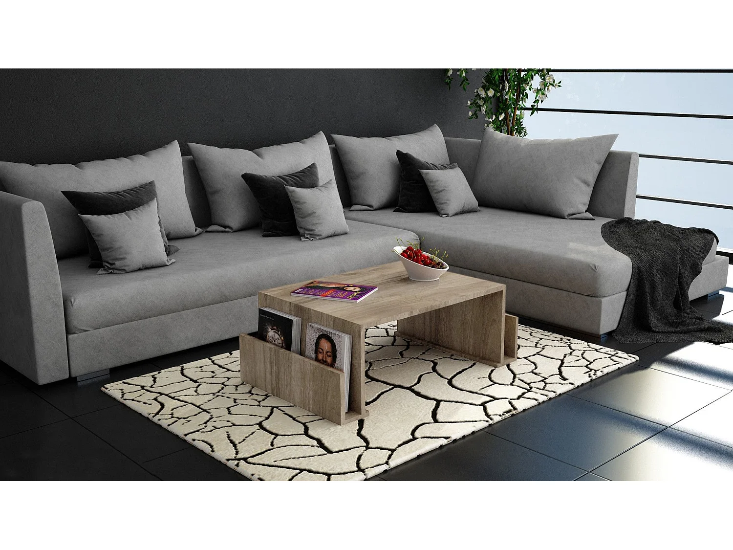 Mesa de Centro Moderna em Nogueira - Elegância e Funcionalidade para Sua Sala de Estar