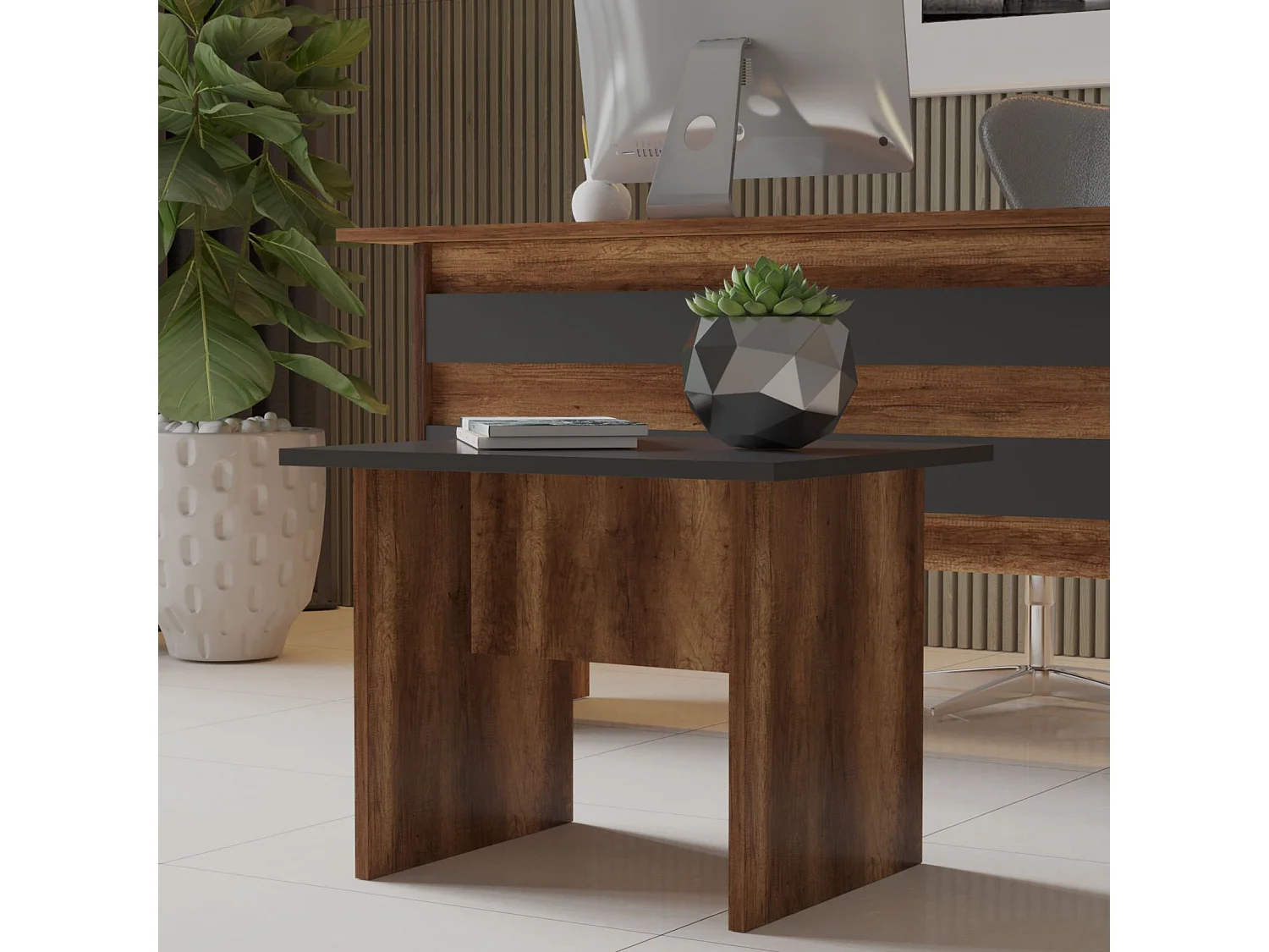 Mesa de Centro Moderna em Nogueira e Antracite - Elegância e Funcionalidade