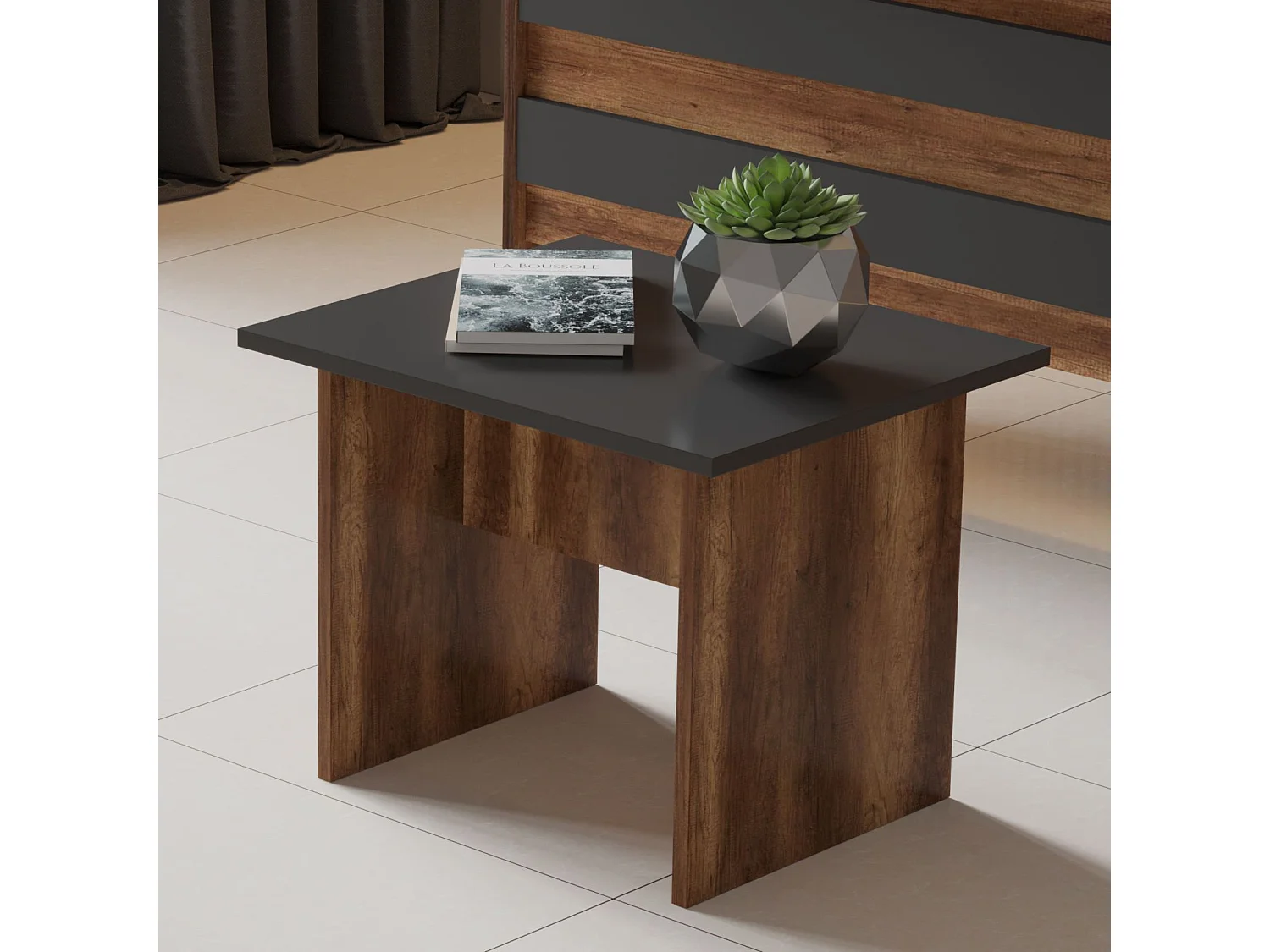 Mesa de Centro Moderna em Nogueira e Antracite - Elegância e Funcionalidade