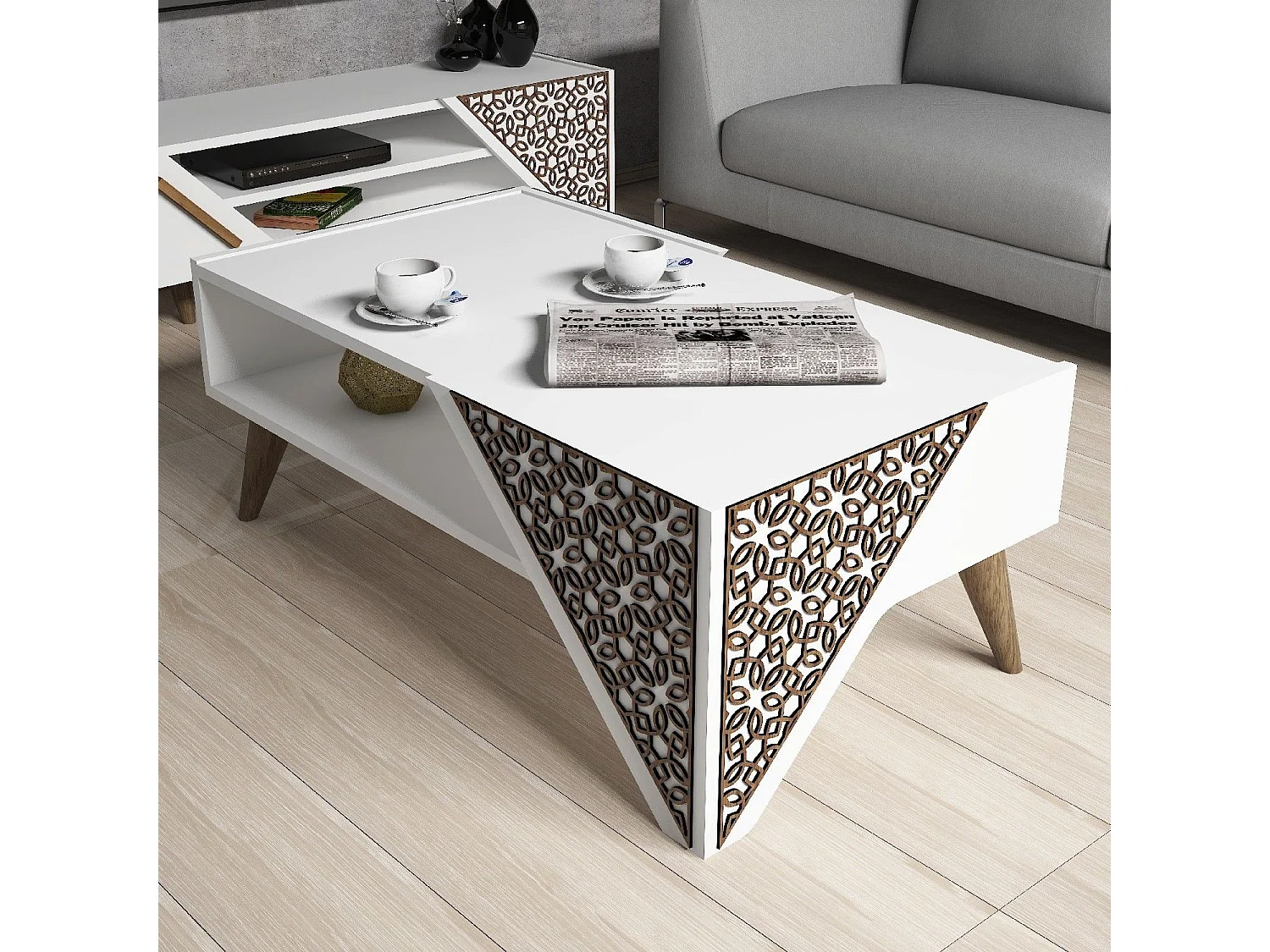 Mesa de Centro Beril Branca: Elegância e Funcionalidade para sua Sala