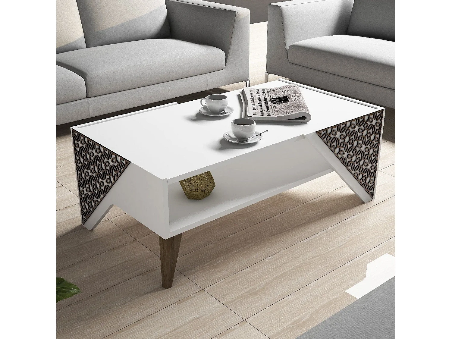 Mesa de Centro Beril Branca: Elegância e Funcionalidade para sua Sala