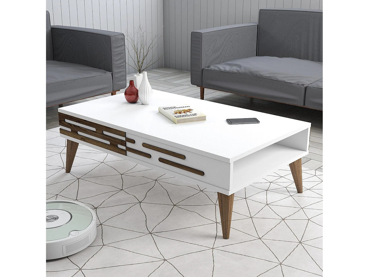 Mesa de Centro Valensiya Branca - Elegância e Versatilidade para Sua Sala