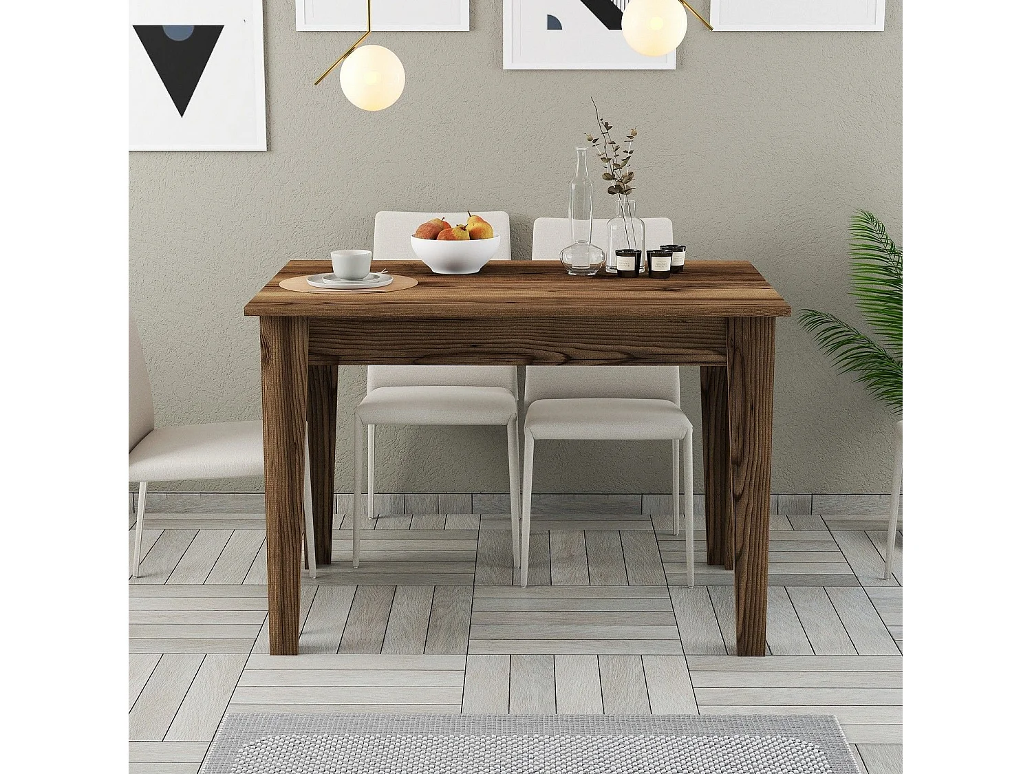 Table de salle à manger avec rangement Fiorita L110cm Bois foncé