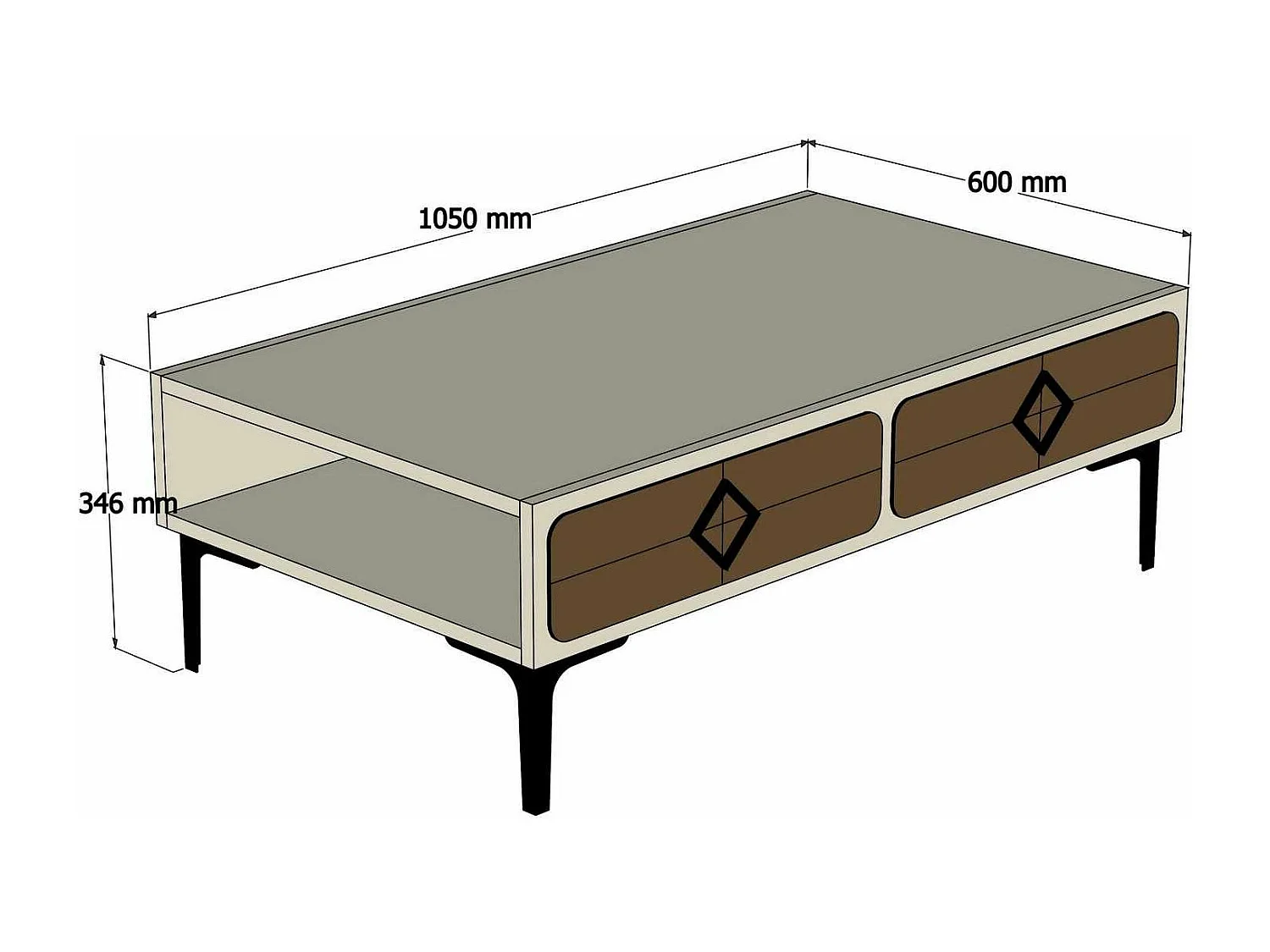 Mesa de Centro Moderna Samba - Elegância e Sofisticação em Branco e Nogueira
