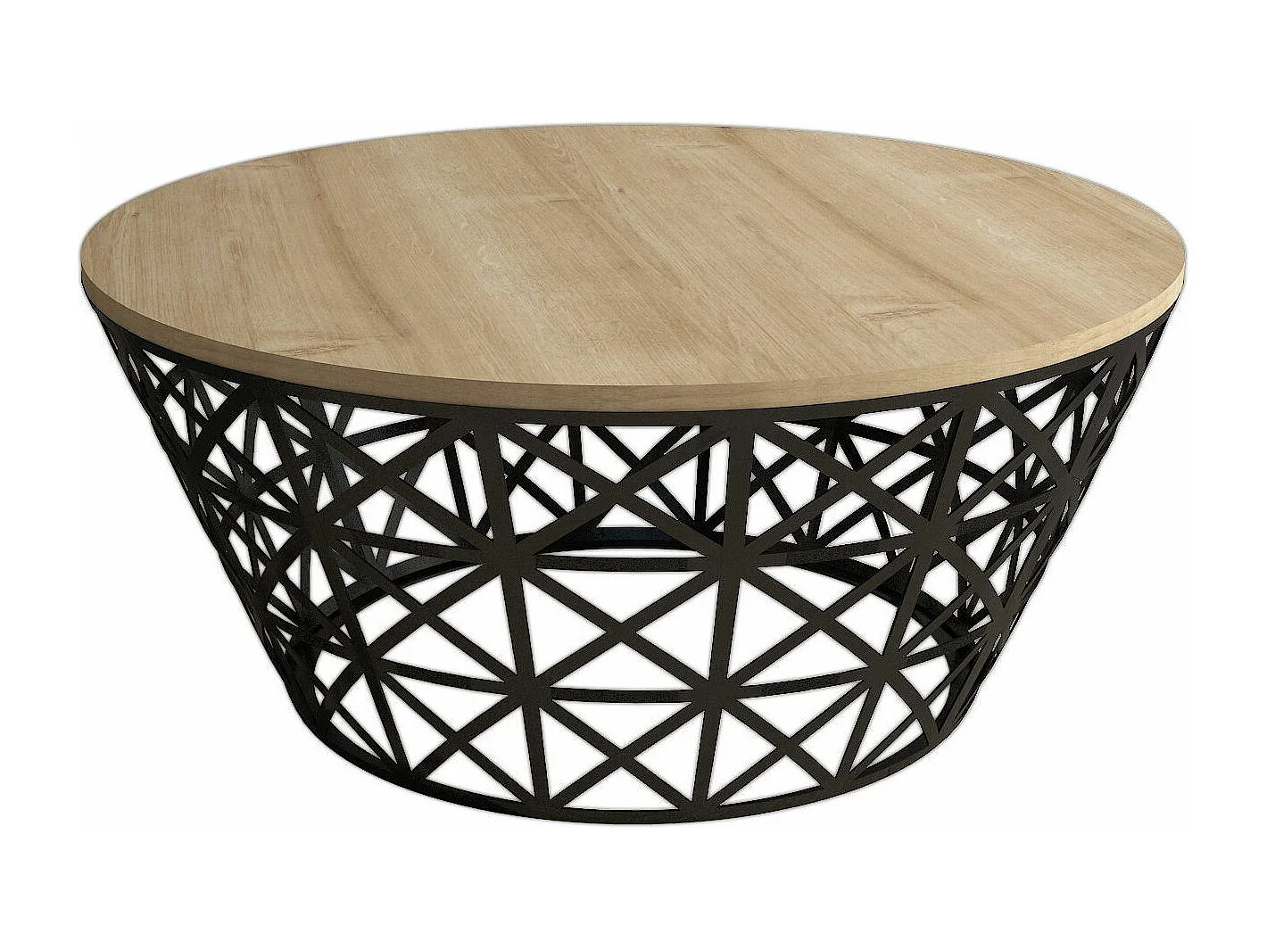 Mesa de Centro Moderna em Estilo Industrial - Oak e Preto