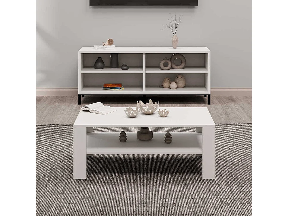 Mesa de Centro Elegante "Luz" em Branco Diamante - Design Moderno e Funcional