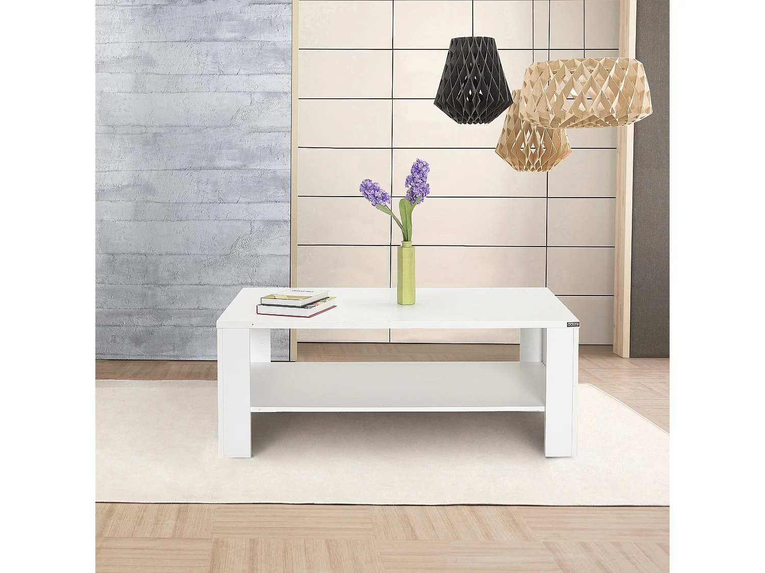 Mesa de Centro Elegante "Luz" em Branco Diamante - Design Moderno e Funcional