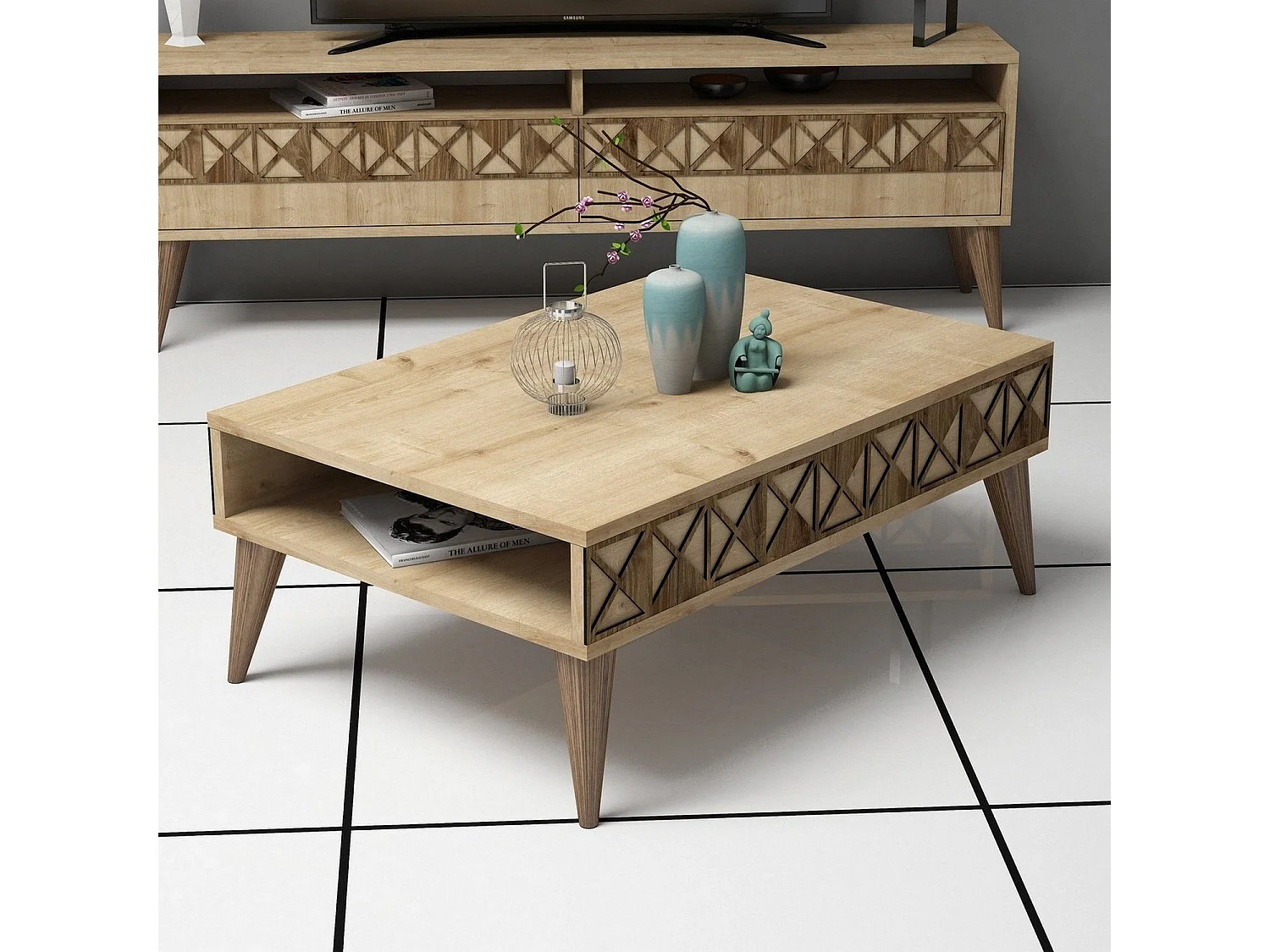 Mesa de Centro Moderna Argyle em Carvalho - Estilo e Sofisticação