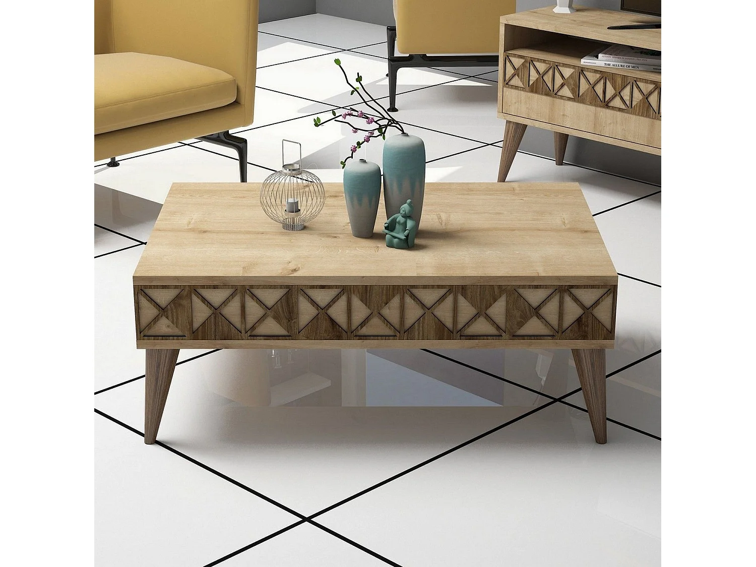 Mesa de Centro Moderna Argyle em Carvalho - Estilo e Sofisticação