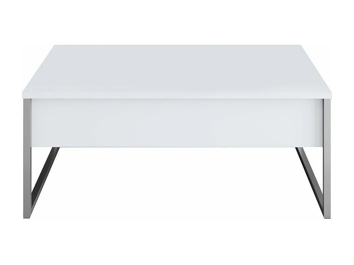 Table basse Sibylle L90xH40cm Bois Blanc et Métal Argent