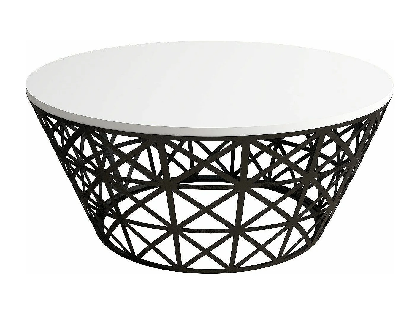 Mesa de Centro Moderna em Metal Ferforjado - Branca e Preta