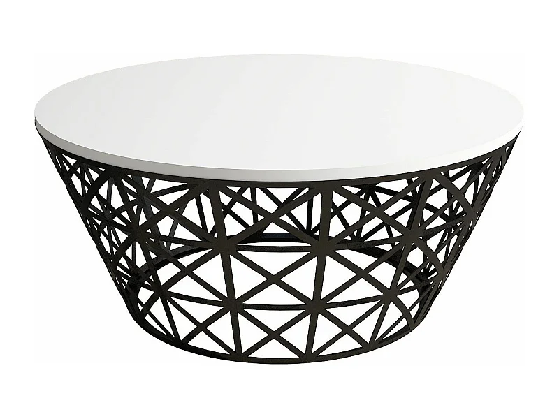 Mesa de Centro Moderna em Metal Ferforjado - Branca e Preta
