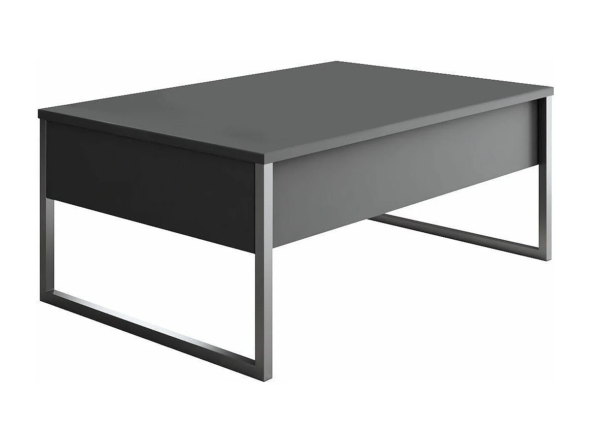 Table basse Sibylle L90xH40cm Bois Anthracite et Métal Argent