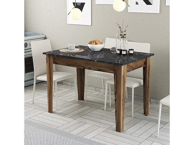 Mesa de Cozinha Kiev 509 - Elegância em Nogueira e Preto