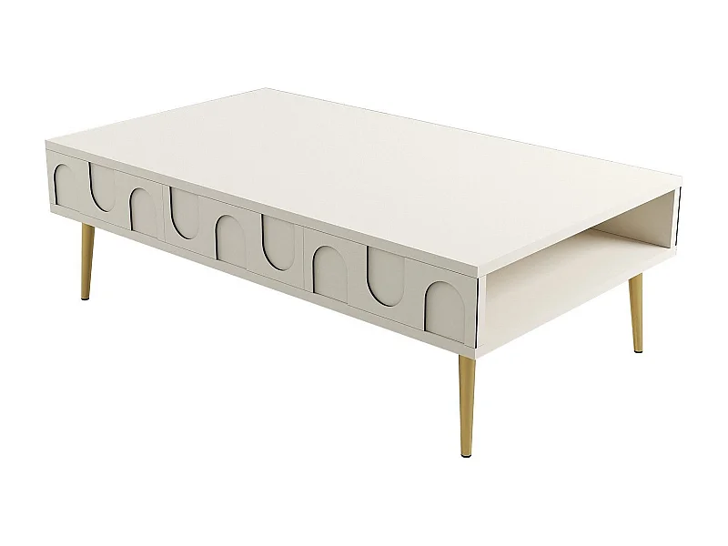 Table basse design Ponzay L105cm Crème et Or