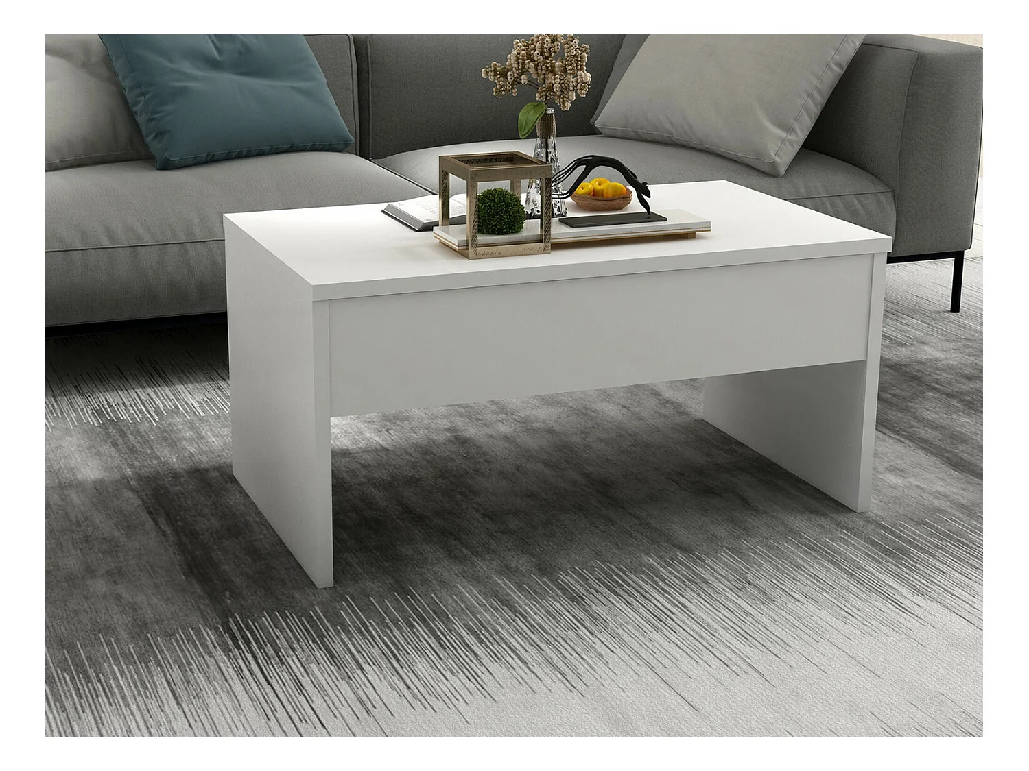 Mesa de café Kailua 1343, Negro|Blanco, 45x52x90cm, Aglomerado laminado, Angular