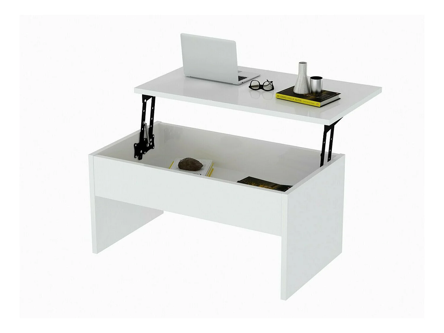 Mesa de café Kailua 1343, Negro|Blanco, 45x52x90cm, Aglomerado laminado, Angular
