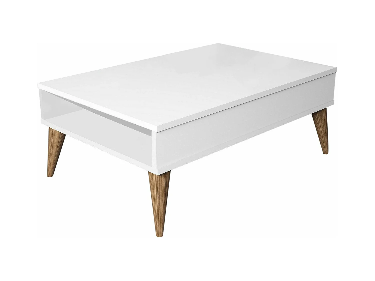 Mesa de café Kailua 1232, Blanco|Luminoso madera, 35x60x90cm, Aglomerado laminado