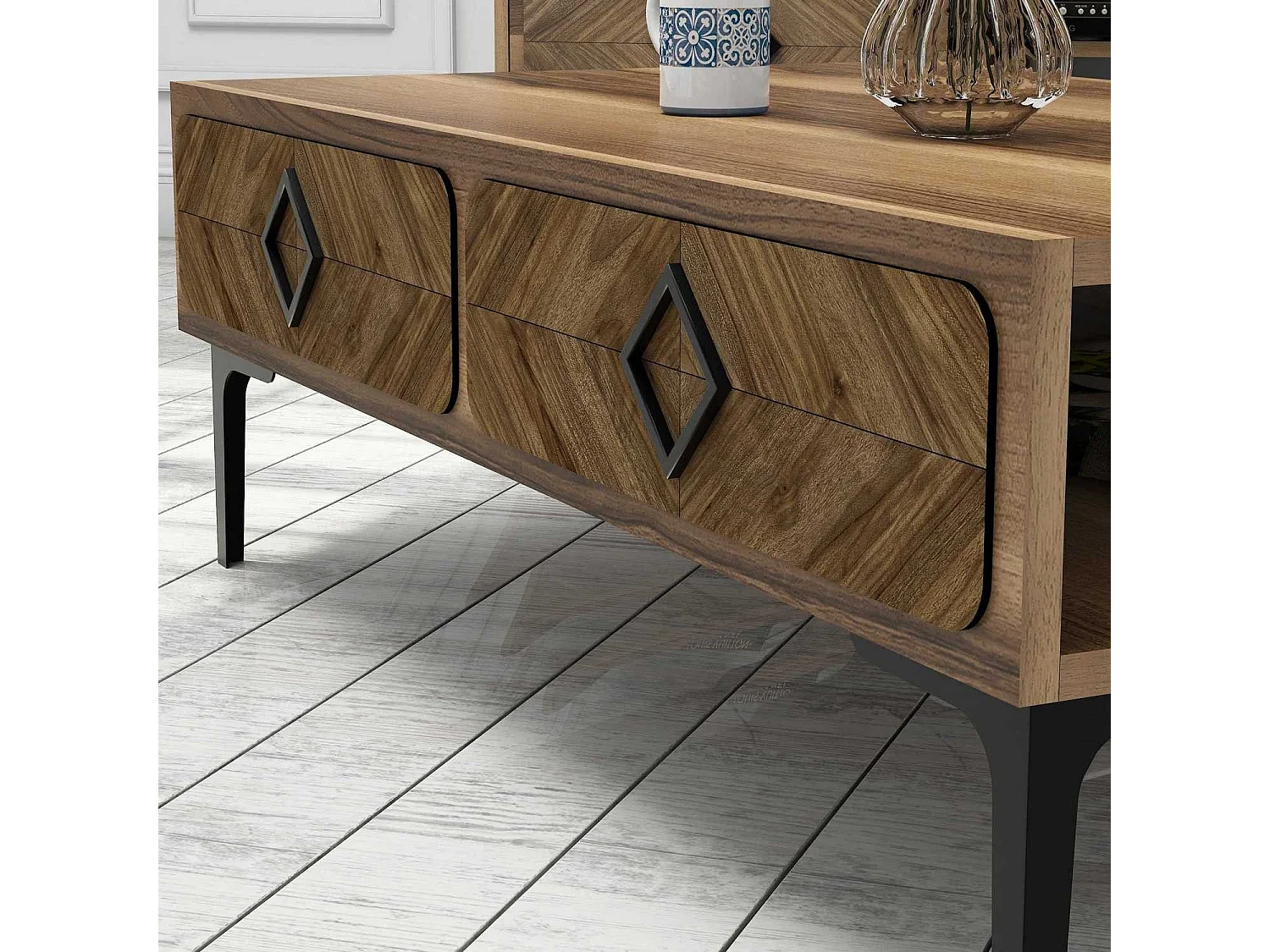 Mesa de Centro Samba em Nogueira - Elegância e Estilo para sua Sala de Estar