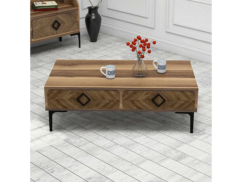 Mesa de Centro Samba em Nogueira - Elegância e Estilo para sua Sala de Estar