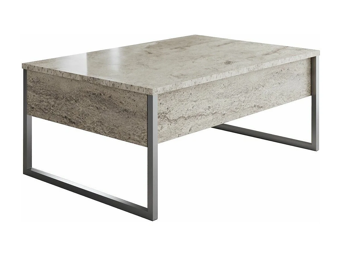 Mesa de Centro Moderna "Madrid" em Travertino e Prata - 90x60x40cm