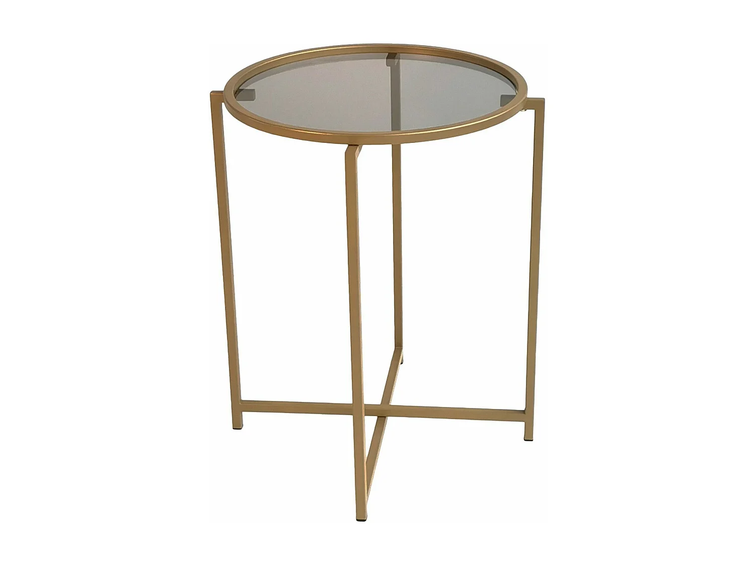 Table basse Extrahere Ø50x60cm Métal Or et Verre Trempé Fumé