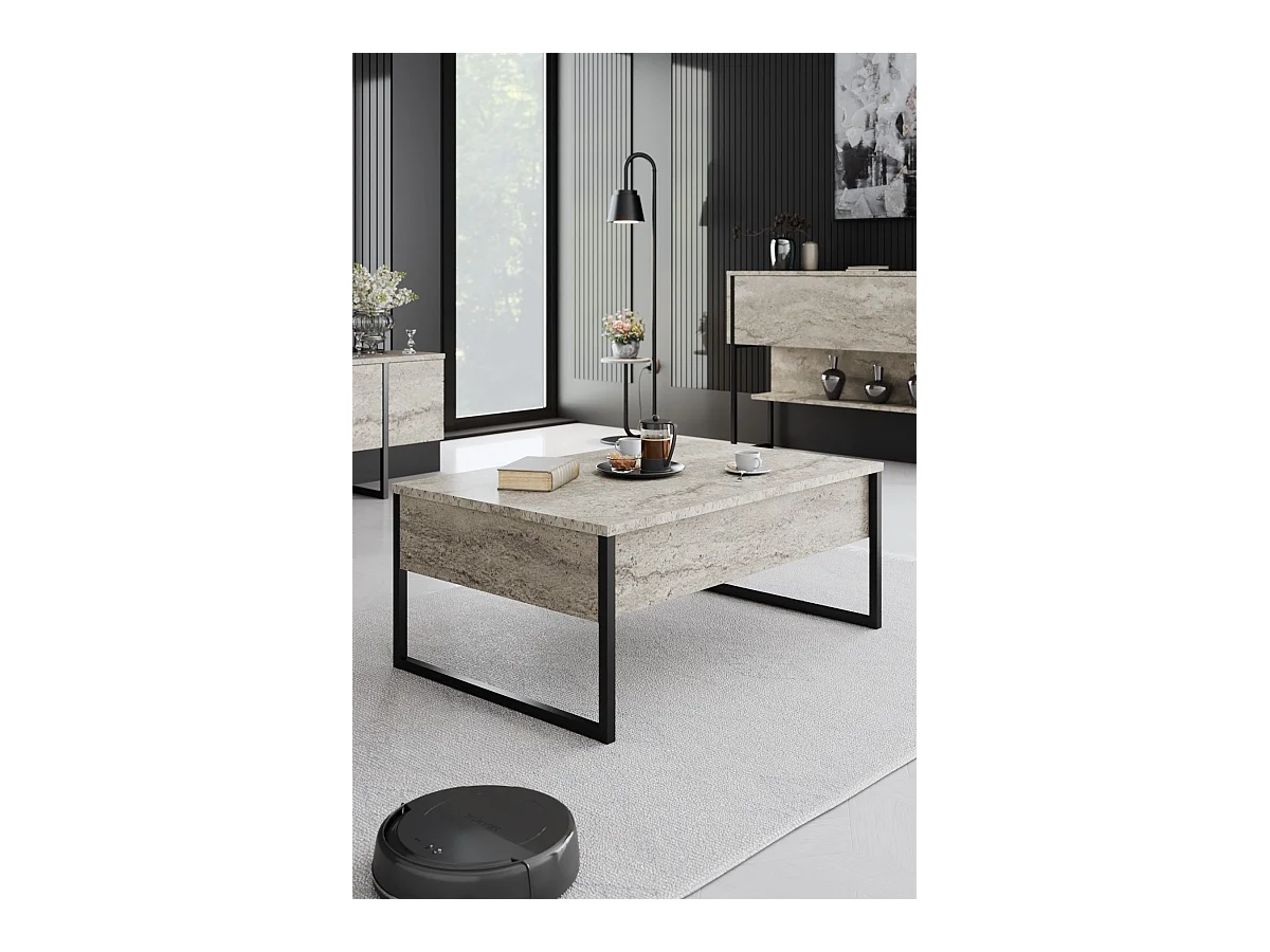 Tavolino da caffè Kailua Z101, Nocciola|Nero, 40x60x90cm, Truciolare laminato, Angolare